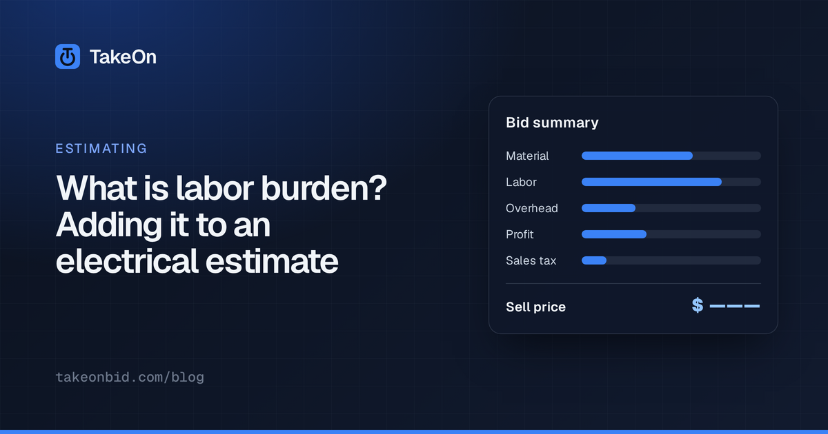 A Bid Summary waterfall with bars for material, labor, overhead, profit and sales tax, ending in a sell price line with no number filled in